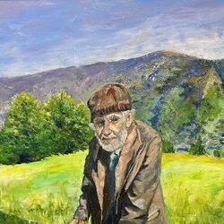"Старенький гуцул", 2021, полотно, олія, 60х50, Художник: Ольга Логінова