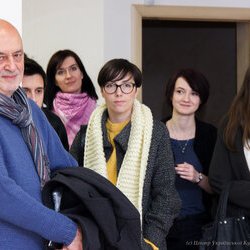 Анатолій Борсюк та майстрині-учасниці на закритті виставки «Тепла осінь», 29.10.2016 р.