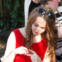 Анастасія Горобець на святкуванні Всесвітнього дня в'язання на публіці, 9 червня 2017 р.