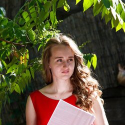 Анастасія Горобець на святкуванні Всесвітнього дня в'язання на публіці, 9 червня 2017 р.