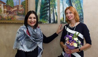 Інна Селантьєва та Ірина Бендеровська на відкритті виставки «Ukrainian art is the Best», 1.11.2016 р.